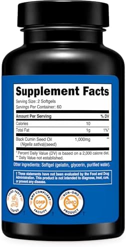 Aceite de Semilla de Comino Nutricost - Prensado en Frío, Fuente de Omega 3 6 9 - 120 Softgels, 1000mg por Porción, 60 Porciones - Sin OGM y Libre de - imagen 5