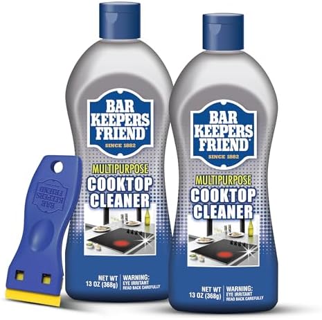 Limpiador de Estufas Bar Keepers Friend (2 x 13 oz) + Raspador - Limpiador Líquido Multiusos, Seguro para Superficies de Vidrio y Cerámica, Cobre, - imagen 1