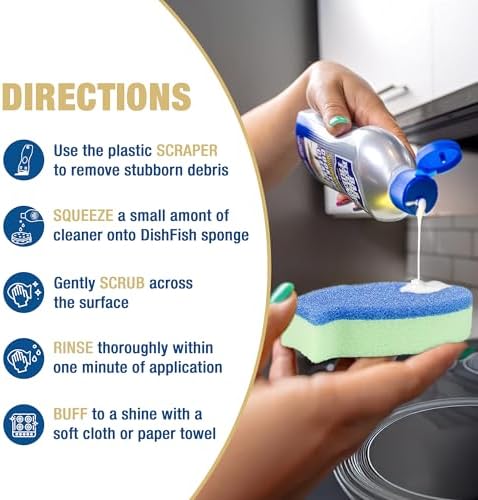 Limpiador de Estufas Bar Keepers Friend (2 x 13 oz) + Raspador - Limpiador Líquido Multiusos, Seguro para Superficies de Vidrio y Cerámica, Cobre, - imagen 6