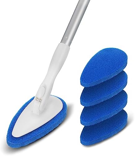 Cepillo Limpiador para Regadera y Tina Qaestfy con Mango de 51'', 5 Almohadillas de Limpieza Sin Rayar, Cepillo Ajustable para Baño y Pisos - imagen 1