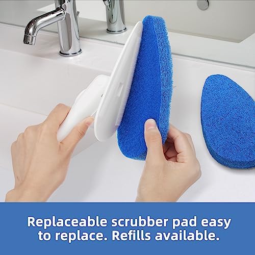 Cepillo Limpiador para Regadera y Tina Qaestfy con Mango de 51'', 5 Almohadillas de Limpieza Sin Rayar, Cepillo Ajustable para Baño y Pisos - imagen 3
