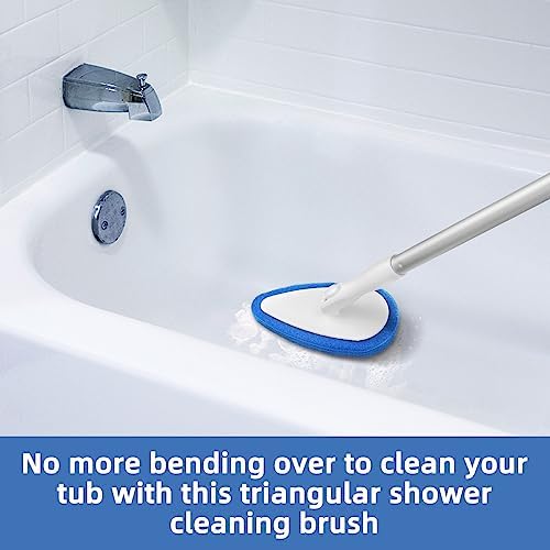 Cepillo Limpiador para Regadera y Tina Qaestfy con Mango de 51'', 5 Almohadillas de Limpieza Sin Rayar, Cepillo Ajustable para Baño y Pisos - imagen 5