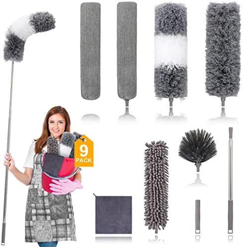 Duster de Microfibra DEEHYO para Limpiar Ventiladores, Techos Altos, Persianas y Muebles, 9 Piezas Extensibles de Acero Inoxidable, 30 a 100 - imagen 1