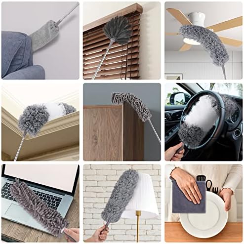 Duster de Microfibra DEEHYO para Limpiar Ventiladores, Techos Altos, Persianas y Muebles, 9 Piezas Extensibles de Acero Inoxidable, 30 a 100 - imagen 7