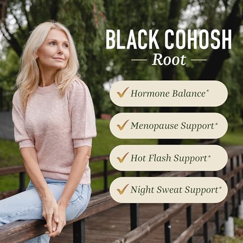 Gomitas de Black Cohosh para Alivio de Menopausia, Sofocos y Sudores Nocturnos | 50mg de Raíz de Black Cohosh para Mujeres | Sin Gluten, Vegetariano, - imagen 2