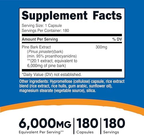 Extracto de Corteza de Pino Nutricost, 180 Cápsulas para 180 Porciones por Botella - imagen 2