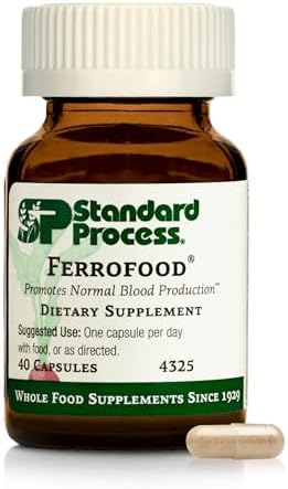 Suplemento de Hierro Ferrofood de Standard Process - Apoya la Producción Normal de Sangre - Mejora la Absorción de Hierro con Vitamina C - 40 Cápsulas - imagen 1