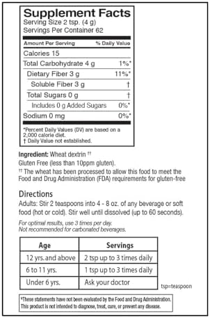 Suplemento en Polvo de Fibra Prebiótica Clear Quality Choice para la Salud Digestiva - Sin Sabor, Fórmula No Espesa - 62 Porciones, 8.6 Onzas (248g), - imagen 3