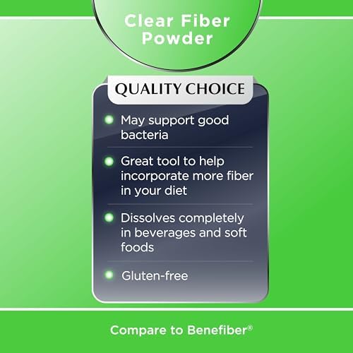 Suplemento en Polvo de Fibra Prebiótica Clear Quality Choice para la Salud Digestiva - Sin Sabor, Fórmula No Espesa - 62 Porciones, 8.6 Onzas (248g), - imagen 5