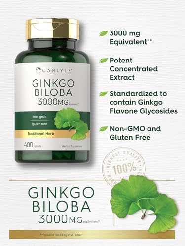 Carlyle Ginkgo Biloba | 400 Tabletas | Suplemento Herbal Sin OGM y Libre de Gluten - imagen 4