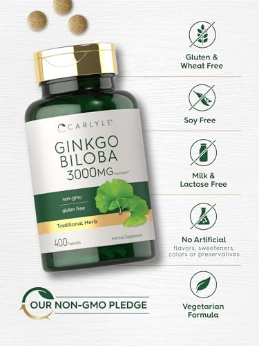 Carlyle Ginkgo Biloba | 400 Tabletas | Suplemento Herbal Sin OGM y Libre de Gluten - imagen 5