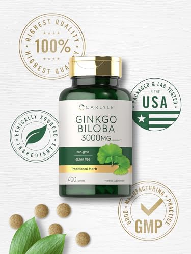 Carlyle Ginkgo Biloba | 400 Tabletas | Suplemento Herbal Sin OGM y Libre de Gluten - imagen 6