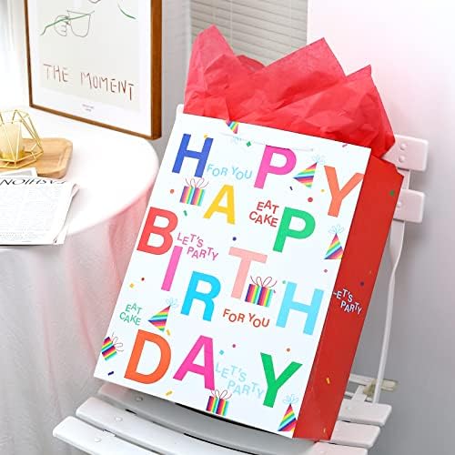 Bolsa de Regalo de Cumpleaños con Asa y Papel de Seda, 12 Pzs de Bolsas de Regalo en Tamaños y Diseños Variados, Grande, Mediana, Pequeña para Niños - imagen 7