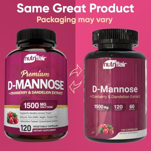 NutriFlair D-Mannosa 120 Cápsulas, 1500mg - con Extracto de Arándano y Diente de León - Apoyo Natural para la Salud del Tracto Urinario - Mejora la - imagen 2