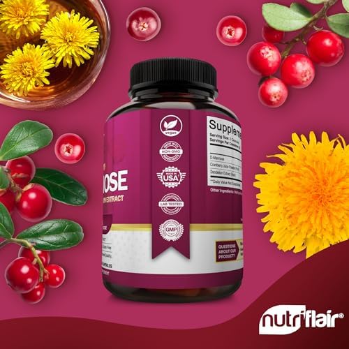 NutriFlair D-Mannosa 120 Cápsulas, 1500mg - con Extracto de Arándano y Diente de León - Apoyo Natural para la Salud del Tracto Urinario - Mejora la - imagen 5