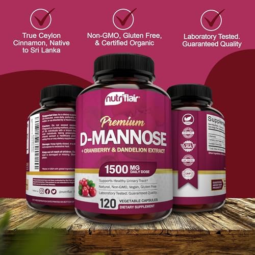 NutriFlair D-Mannosa 120 Cápsulas, 1500mg - con Extracto de Arándano y Diente de León - Apoyo Natural para la Salud del Tracto Urinario - Mejora la - imagen 6