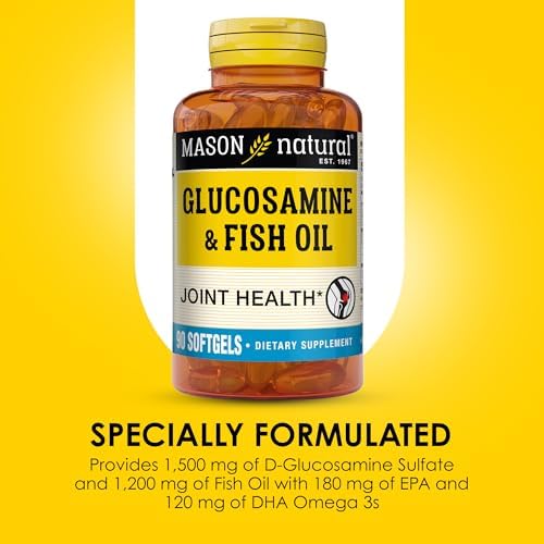 Suplemento de Glucosamina y Aceite de Pescado MASON NATURAL con DHA y Omega 3 para Soporte de Articulaciones y Músculos, 30 Cápsulas Blandas - imagen 4