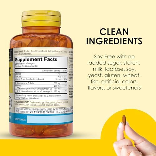Suplemento de Glucosamina y Aceite de Pescado MASON NATURAL con DHA y Omega 3 para Soporte de Articulaciones y Músculos, 30 Cápsulas Blandas - imagen 5