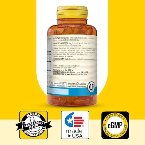 Suplemento de Glucosamina y Aceite de Pescado MASON NATURAL con DHA y Omega 3 para Soporte de Articulaciones y Músculos, 30 Cápsulas Blandas - imagen 6