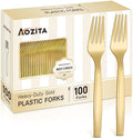 100 Piezas de Tenedores Plásticos Dorados Desechables, Utensilios para Fiestas, Bodas, Picnics y Uso Diario - Sin BPA - imagen 1