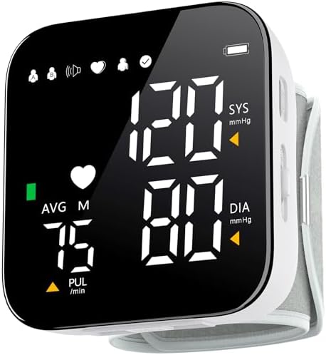 Monitor de Presión Arterial Recargable para Muñeca, Tensiómetro Digital Ajustable con 2x90 Lecturas, Voz, Pantalla Retroiluminada y Estuche de - imagen 1