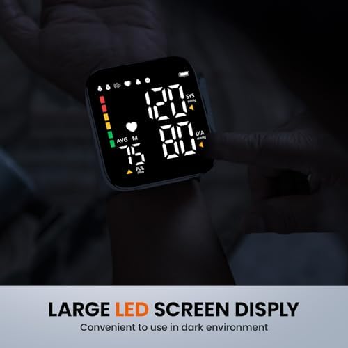 Monitor de Presión Arterial Recargable para Muñeca, Tensiómetro Digital Ajustable con 2x90 Lecturas, Voz, Pantalla Retroiluminada y Estuche de - imagen 3