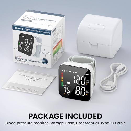 Monitor de Presión Arterial Recargable para Muñeca, Tensiómetro Digital Ajustable con 2x90 Lecturas, Voz, Pantalla Retroiluminada y Estuche de - imagen 7