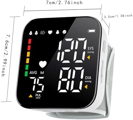 Monitor de Presión Arterial Recargable para Muñeca, Tensiómetro Digital Ajustable con 2x90 Lecturas, Voz, Pantalla Retroiluminada y Estuche de - imagen 8
