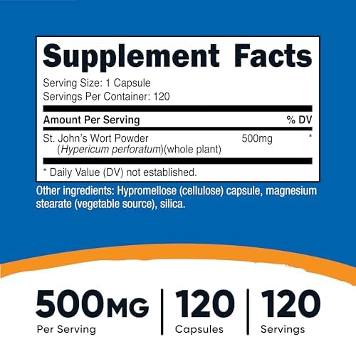 Cápsulas de Hierba de San Juan Nutricost (500mg) 120 Cápsulas - Vegetarianas, Sin Gluten y No Transgénicas - imagen 2