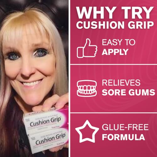 Adhesivo para Dentaduras Cushion Grip, Tamaño de Viaje 0.35 oz (Paquete de 2) – Ajusta y Fija Dentaduras Sueltas por Hasta 4 Días | Fórmula Sin - imagen 4