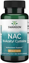 Suplemento de Salud Hepática y Antioxidante Swanson NAC N-Acetil Cisteína para Adultos - 600 mg (100 Cápsulas Veganas) - imagen 1