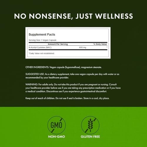 Suplemento de Salud Hepática y Antioxidante Swanson NAC N-Acetil Cisteína para Adultos - 600 mg (100 Cápsulas Veganas) - imagen 3