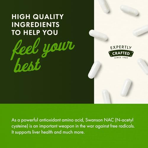 Suplemento de Salud Hepática y Antioxidante Swanson NAC N-Acetil Cisteína para Adultos - 600 mg (100 Cápsulas Veganas) - imagen 5