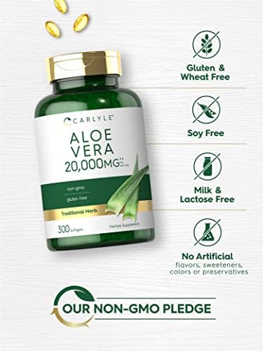 Cápsulas de Gel de Aloe Vera Carlyle | 300 Unidades | Suplemento de Gel de Aloe Vera | Sin OGM, Sin Gluten - imagen 4
