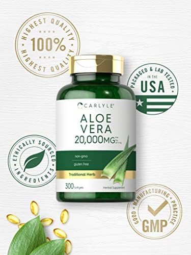 Cápsulas de Gel de Aloe Vera Carlyle | 300 Unidades | Suplemento de Gel de Aloe Vera | Sin OGM, Sin Gluten - imagen 5