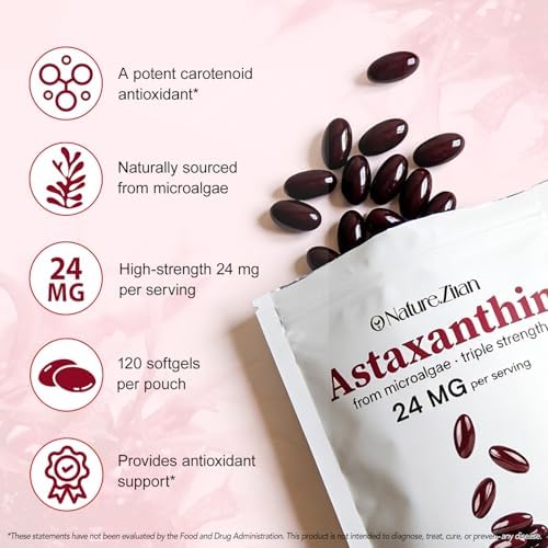 Suplementos de Astaxantina O NATURE . ZIRAN 24mg, Antioxidantes para Salud Ocular, Articular y de Piel | Suministro para 4 Meses | 120 Softgels - imagen 2
