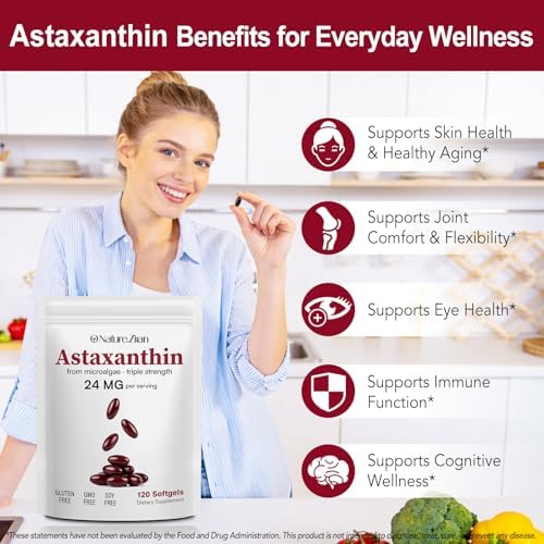 Suplementos de Astaxantina O NATURE . ZIRAN 24mg, Antioxidantes para Salud Ocular, Articular y de Piel | Suministro para 4 Meses | 120 Softgels - imagen 4