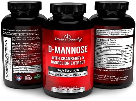 Cápsulas de D-Mannosa Divine Bounty - 600mg de D Mannosa por cápsula con Extracto de Arándano y Diente de León para la Salud del Tracto Urinario - - imagen 4