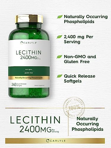 Suplemento de Lecitina Carlyle | 2400mg | 240 Cápsulas Blandas | Con Fosfolípidos Naturales | Sin OGM, Libre de Gluten - imagen 3