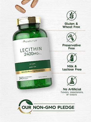 Suplemento de Lecitina Carlyle | 2400mg | 240 Cápsulas Blandas | Con Fosfolípidos Naturales | Sin OGM, Libre de Gluten - imagen 4