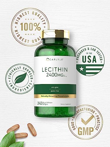 Suplemento de Lecitina Carlyle | 2400mg | 240 Cápsulas Blandas | Con Fosfolípidos Naturales | Sin OGM, Libre de Gluten - imagen 5