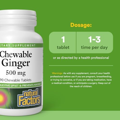 Jengibre Masticable Natural Factors 500 mg, 90 Tabletas - imagen 3