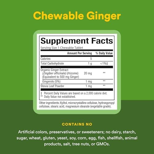 Jengibre Masticable Natural Factors 500 mg, 90 Tabletas - imagen 4