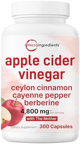 Cápsulas de Vinagre de Sidra de Manzana Micro Ingredients | 4,800mg por Porción, 300 Contadores | Complejo 4 en 1 con La Madre | Canela de Ceilán, - imagen 1