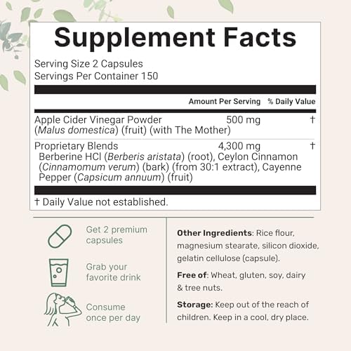 Cápsulas de Vinagre de Sidra de Manzana Micro Ingredients | 4,800mg por Porción, 300 Contadores | Complejo 4 en 1 con La Madre | Canela de Ceilán, - imagen 2