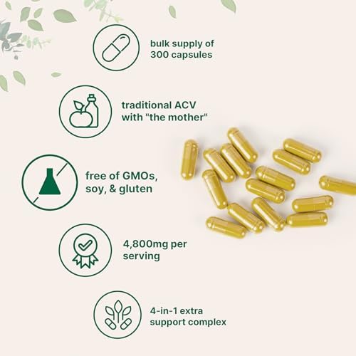 Cápsulas de Vinagre de Sidra de Manzana Micro Ingredients | 4,800mg por Porción, 300 Contadores | Complejo 4 en 1 con La Madre | Canela de Ceilán, - imagen 3