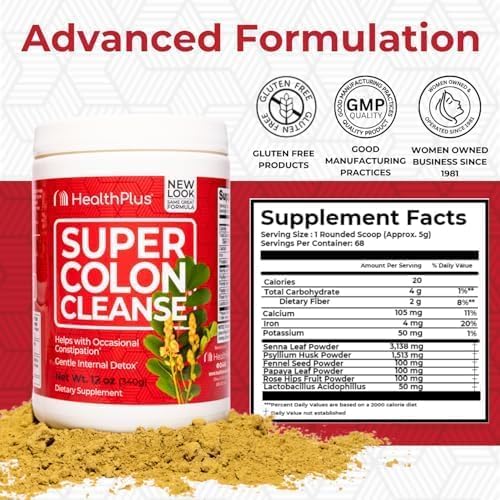 Health Plus Super Colon Cleanse, 12 oz en polvo, 68 porciones - Detox natural, alivio digestivo y limpieza suave del intestino con cáscara de - imagen 2