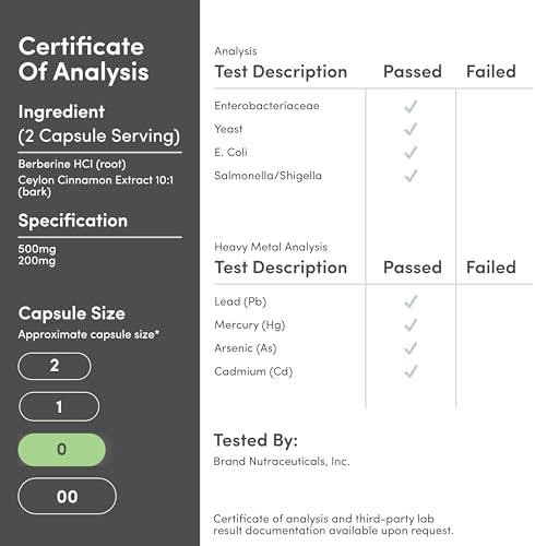 Berberina con Canela de Ceilán - 120 Cápsulas para Metabolismo y Salud Metabólica, Probado por Terceros, Vegano, No Transgénico, Sin Gluten de Double - imagen 7