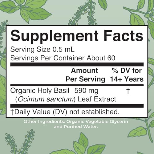 Gotas Líquidas de Albahaca Sagrada MARYRUTH'S Organics Sin Azúcar | Tulsi | Antioxidante | Apoyo Cognitivo y Digestivo | Energía | Vegano | 1 Fl Oz - imagen 2