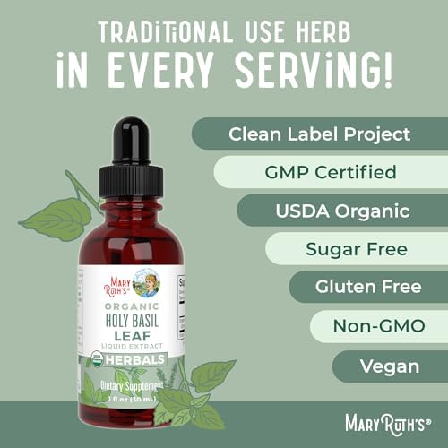Gotas Líquidas de Albahaca Sagrada MARYRUTH'S Organics Sin Azúcar | Tulsi | Antioxidante | Apoyo Cognitivo y Digestivo | Energía | Vegano | 1 Fl Oz - imagen 7